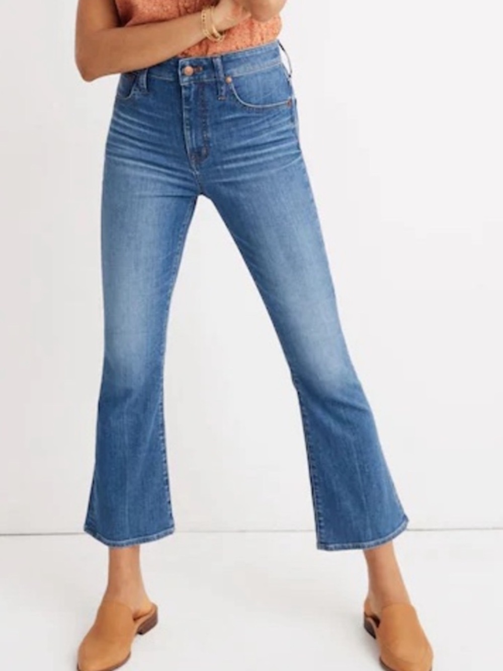 Madewell Cali Demi Boot Medium Blue High-Rise Cropped Flare Jeans Sz 27